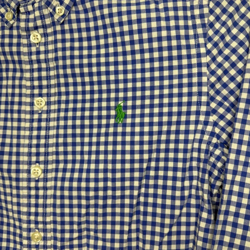 Ralph Lauren Boy  Button Down Shirt Gingham Check Long Sleeve Kids Size M‎ 10-12 - Picture 2 of 5